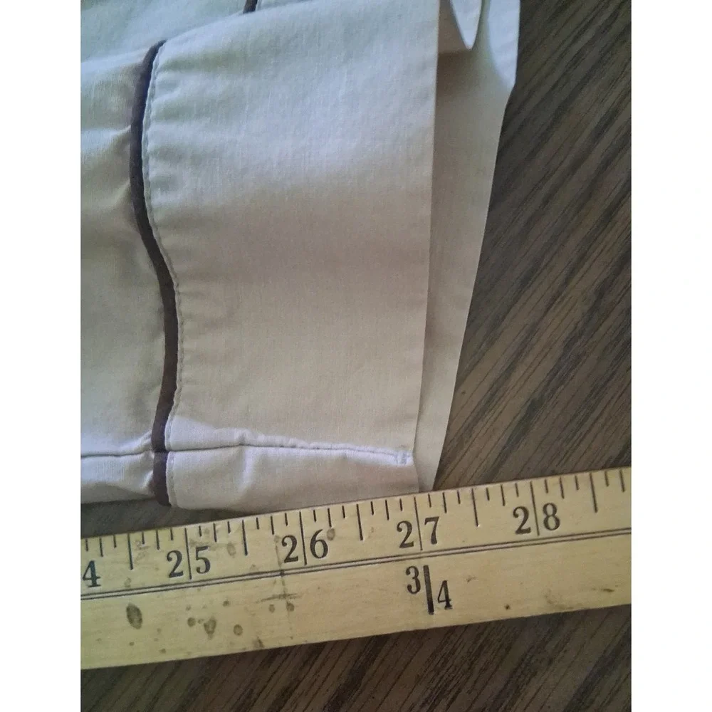 VTG Royal Knight XL Men's Pajamas Pant Set Long Sleeve Tan w Brown Piping 1 spot